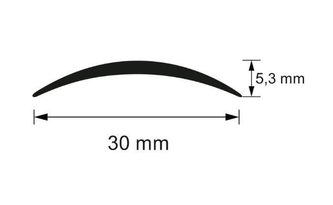 S03 - SURUB - Profil de trecere din aluminiu, curbat, cu șurub 30 mm